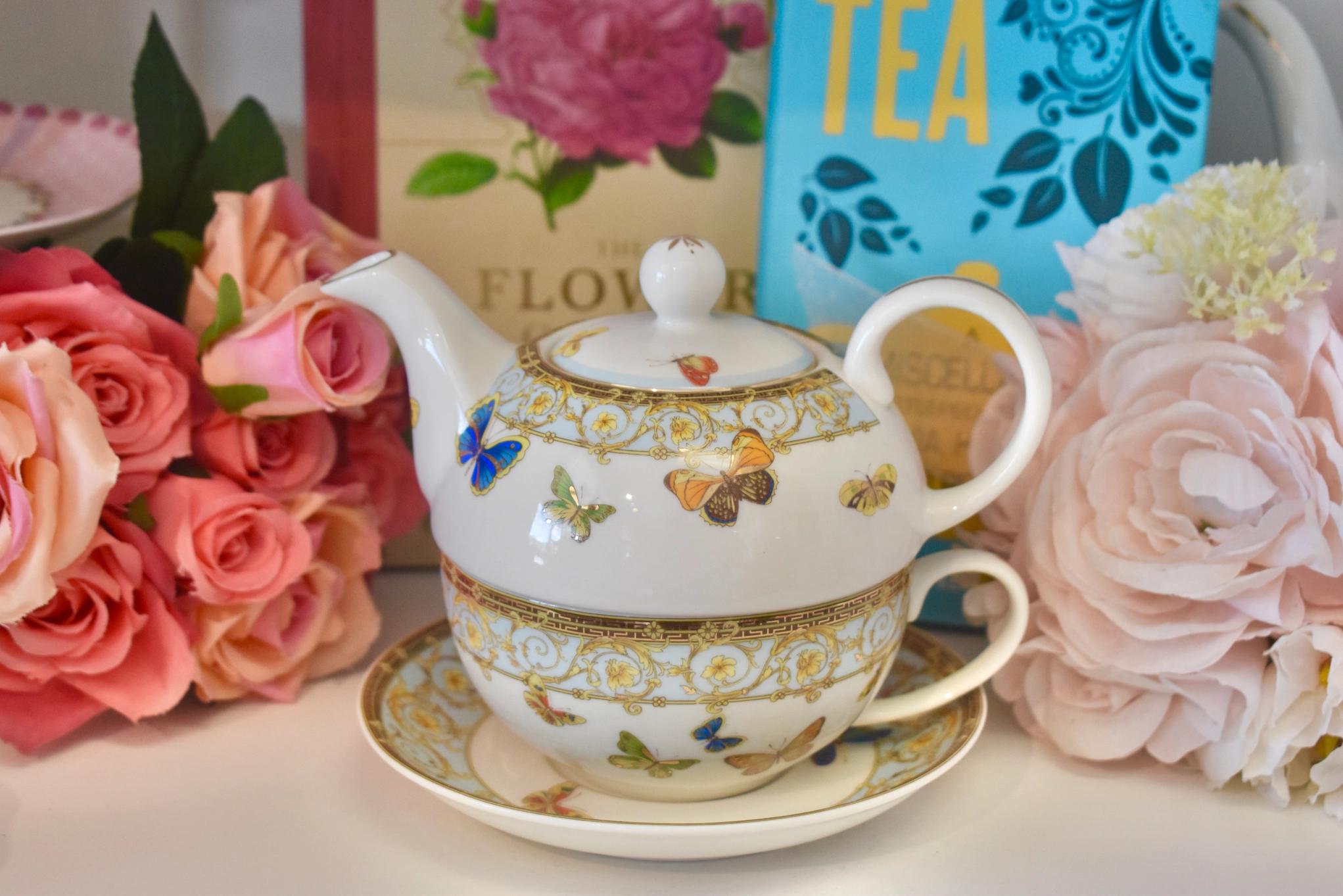 Tea For One. Floral Garland Meadow Monarch Butterflies Teapot And Teac ...