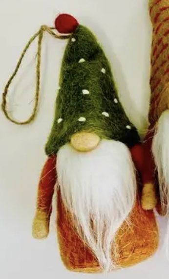 Orange Felt Gnome Ornament