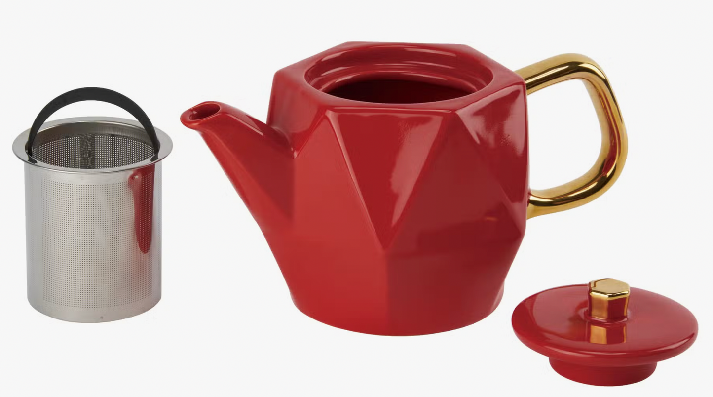 Hex Teapot 24 oz Red - CasaWare