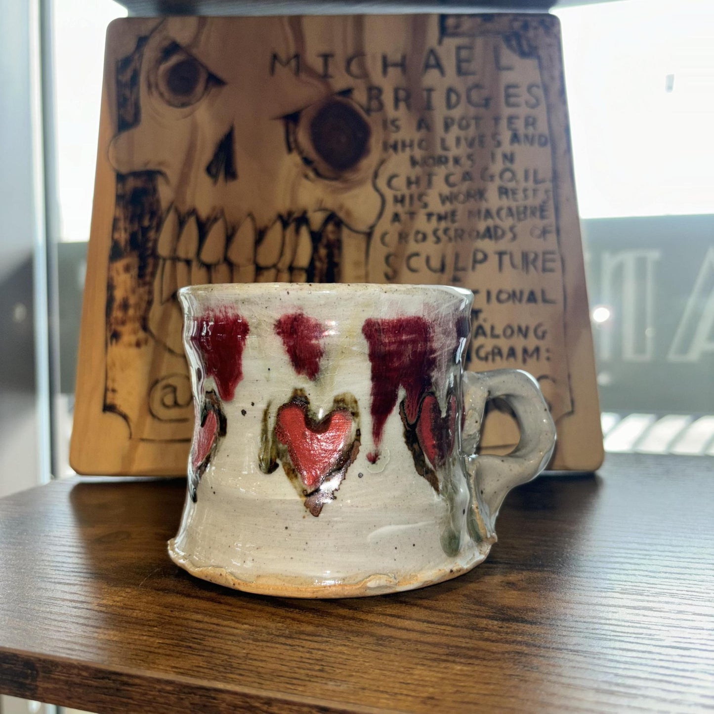 White Skull Mug with Hearts