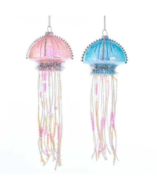 5.5" Glass Blue/Pink Jellyfish Ornaments