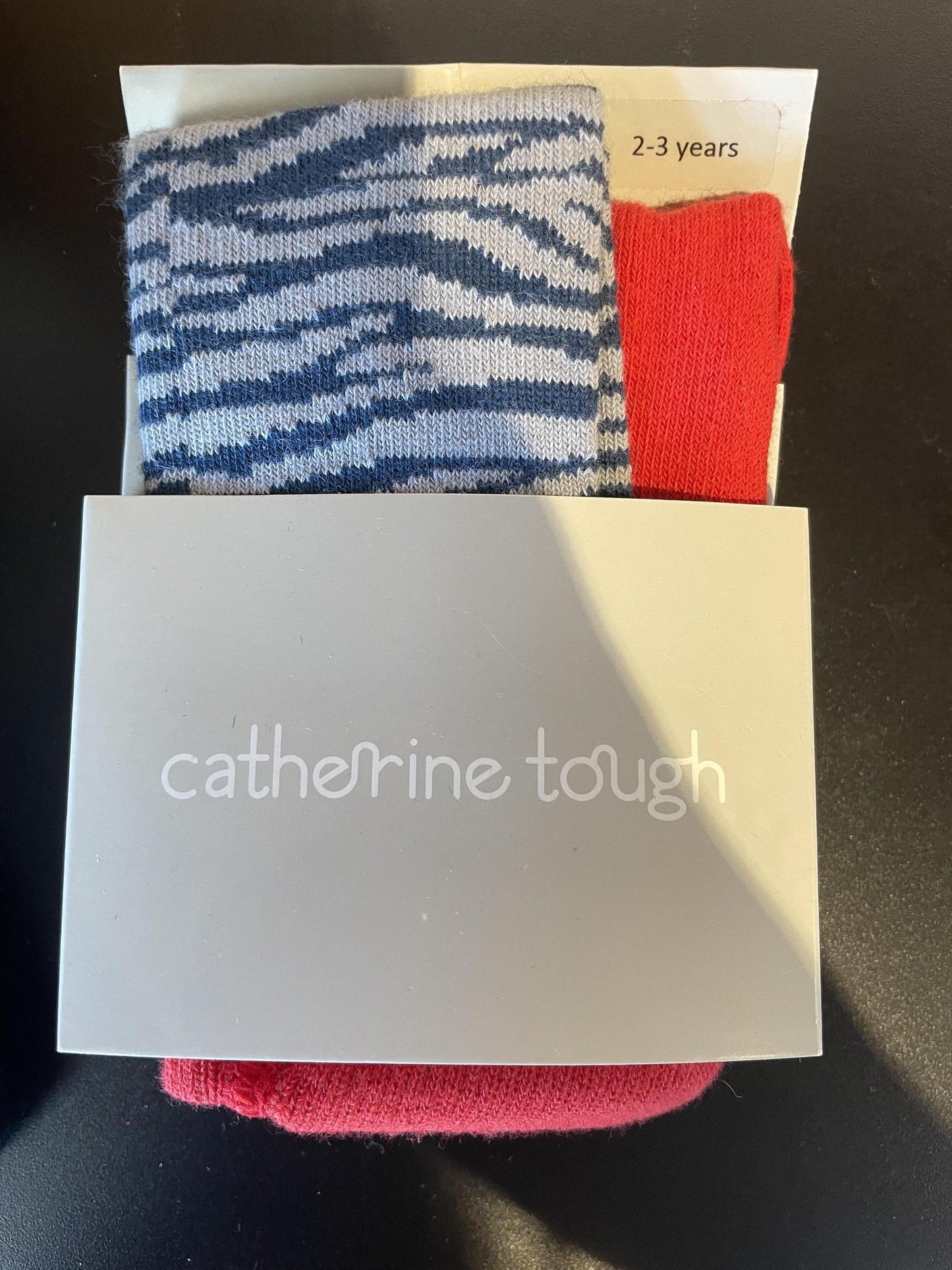 Catherine Tough Red Blue Gray Socks