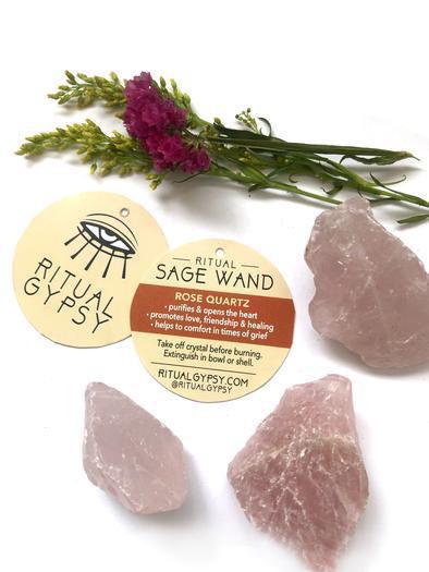 Ritual Sage Wand + Rose Quartz