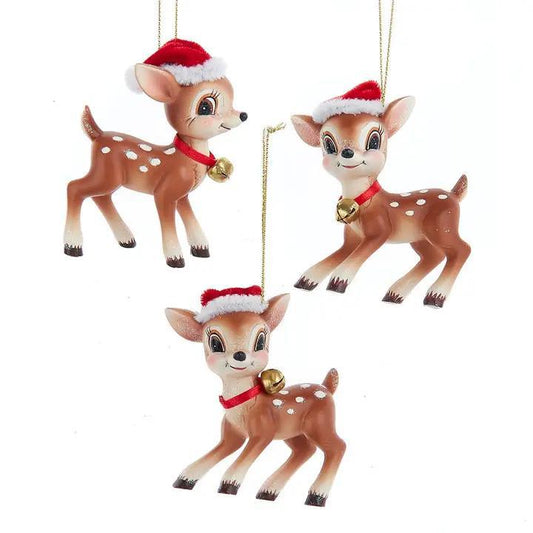 3.5"Resin Deer W/Xmas Hat Ornament