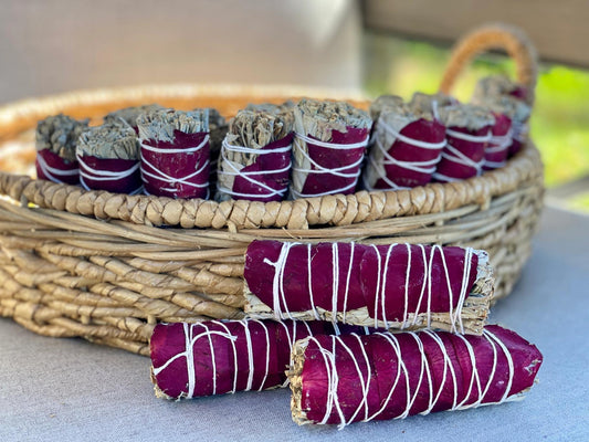 White Sage w/ Dried Red Rose Petals Smudge Sticks