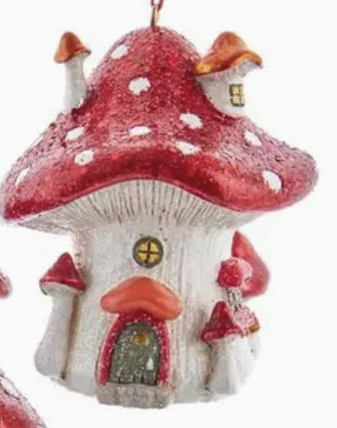 3.74" Pinecone Mushroom House Ornament