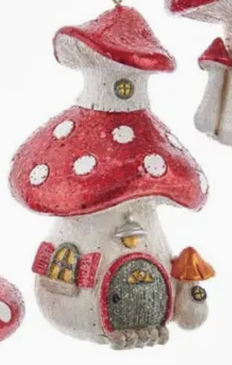 3.74" Pinecone Mushroom House Ornament