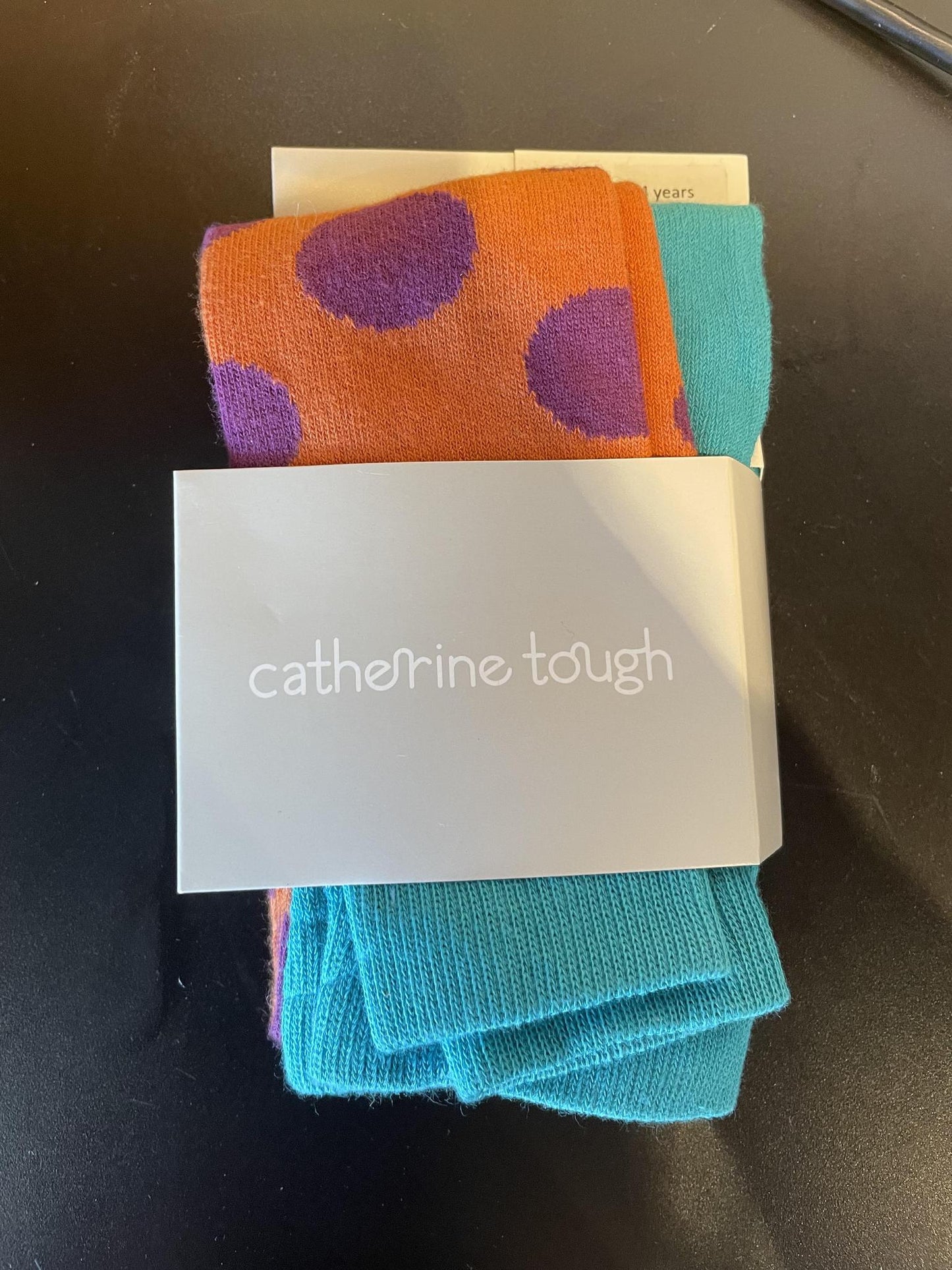 Catherine Tough Orange Blue Purple Polka Dot Socks