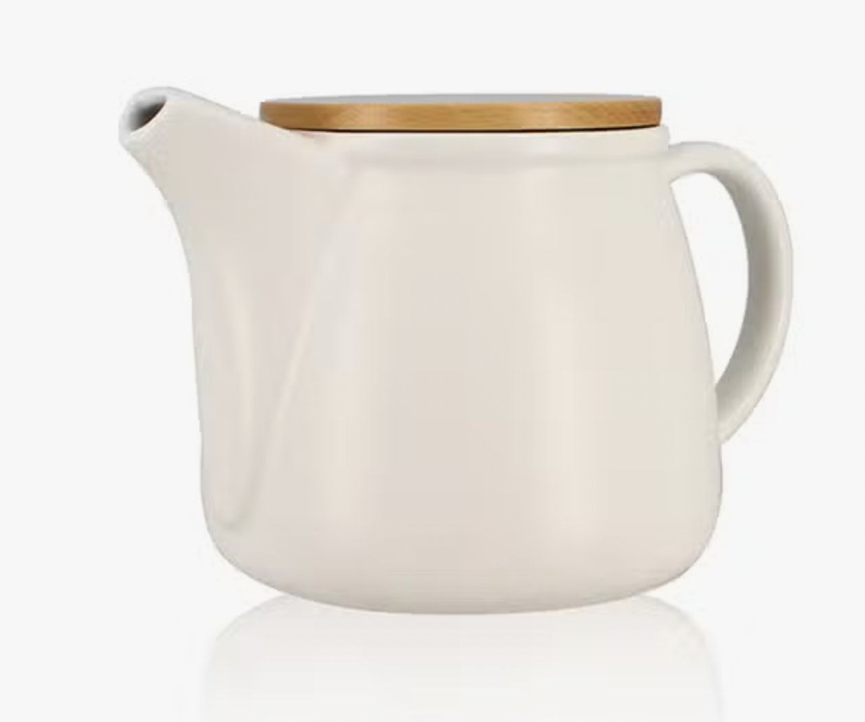 Ogo Living Mona 1L White Porcelain Teapot with Wooden Lid