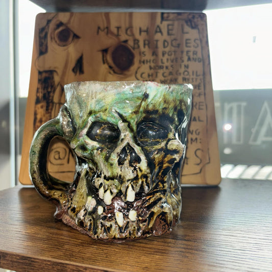 Green and Brown Skull Mug