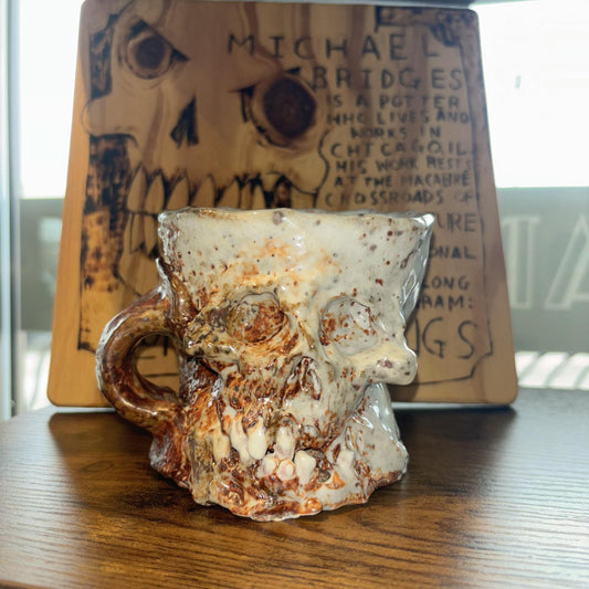 Copper and White Splatter Skull Mug