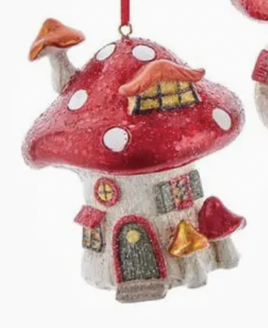 3.74" Pinecone Mushroom House Ornament