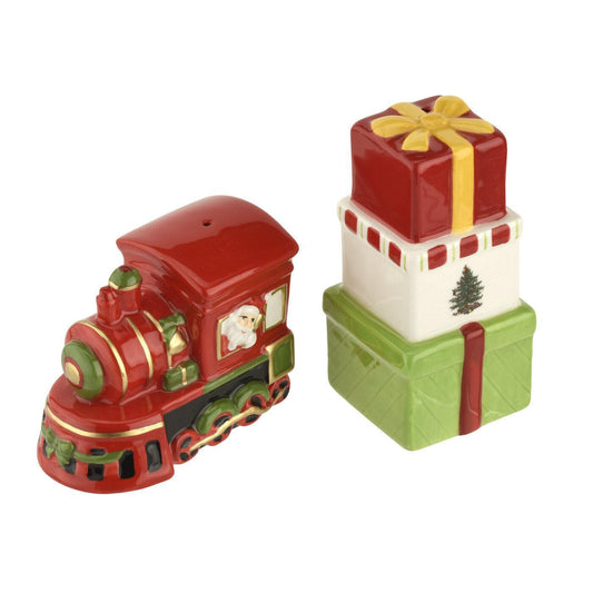 Christmas Tree 2 Piece Train & Gift Salt & Pepper Set