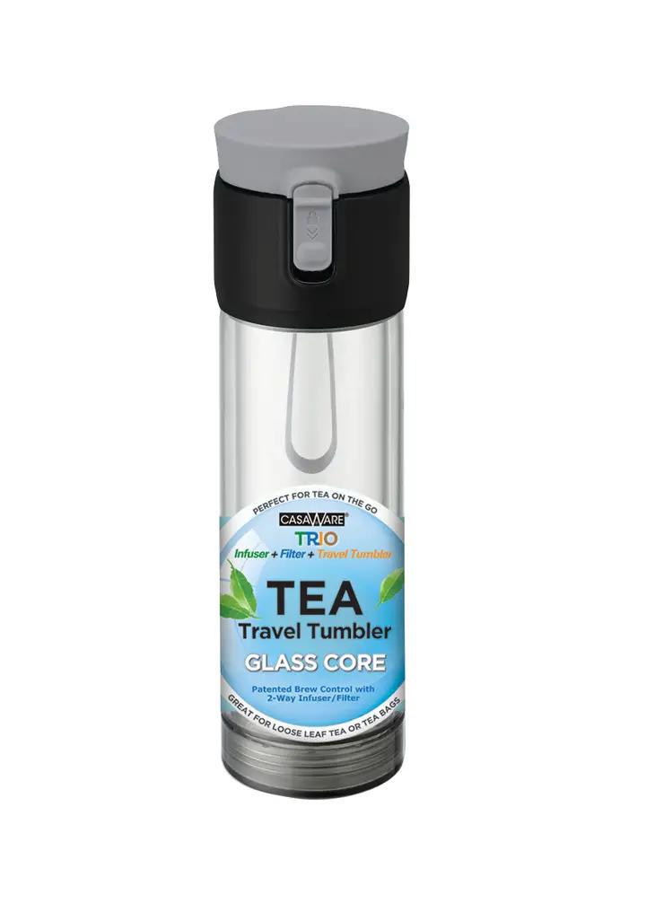 12oz Trio Clear Tea Travel Tumbler Grey - CasaWare