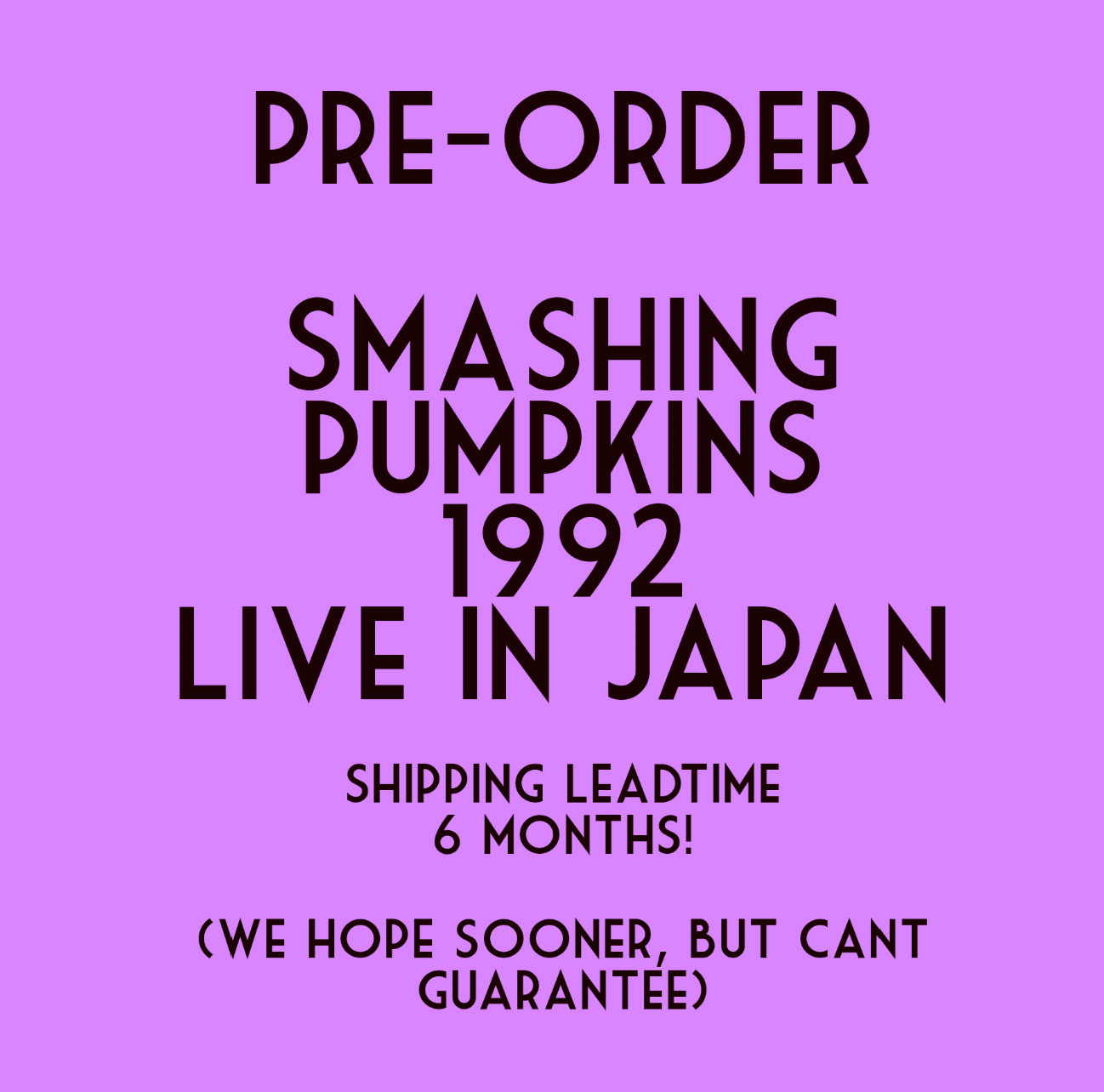 PRE-ORDER LIVE IN JAPAN LP 1992